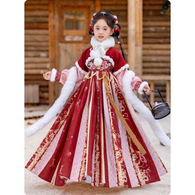 女童汉服冬装加绒加厚中国风连衣裙2026新款女孩冬季古风喜庆冬裙